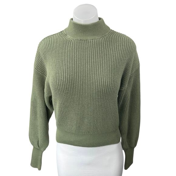 NA-KD Green Chunky Knit Balloon Long Sleeve High Neck Pullover Sweater Top Sz S - Picture 5 of 8